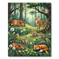 Enchanted Forest Animals Meadow Scene Rug