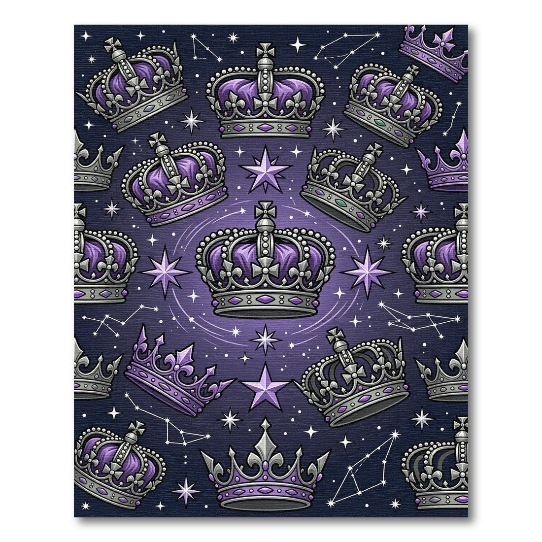 Celestial Purple Crown and Star Galaxy Rug