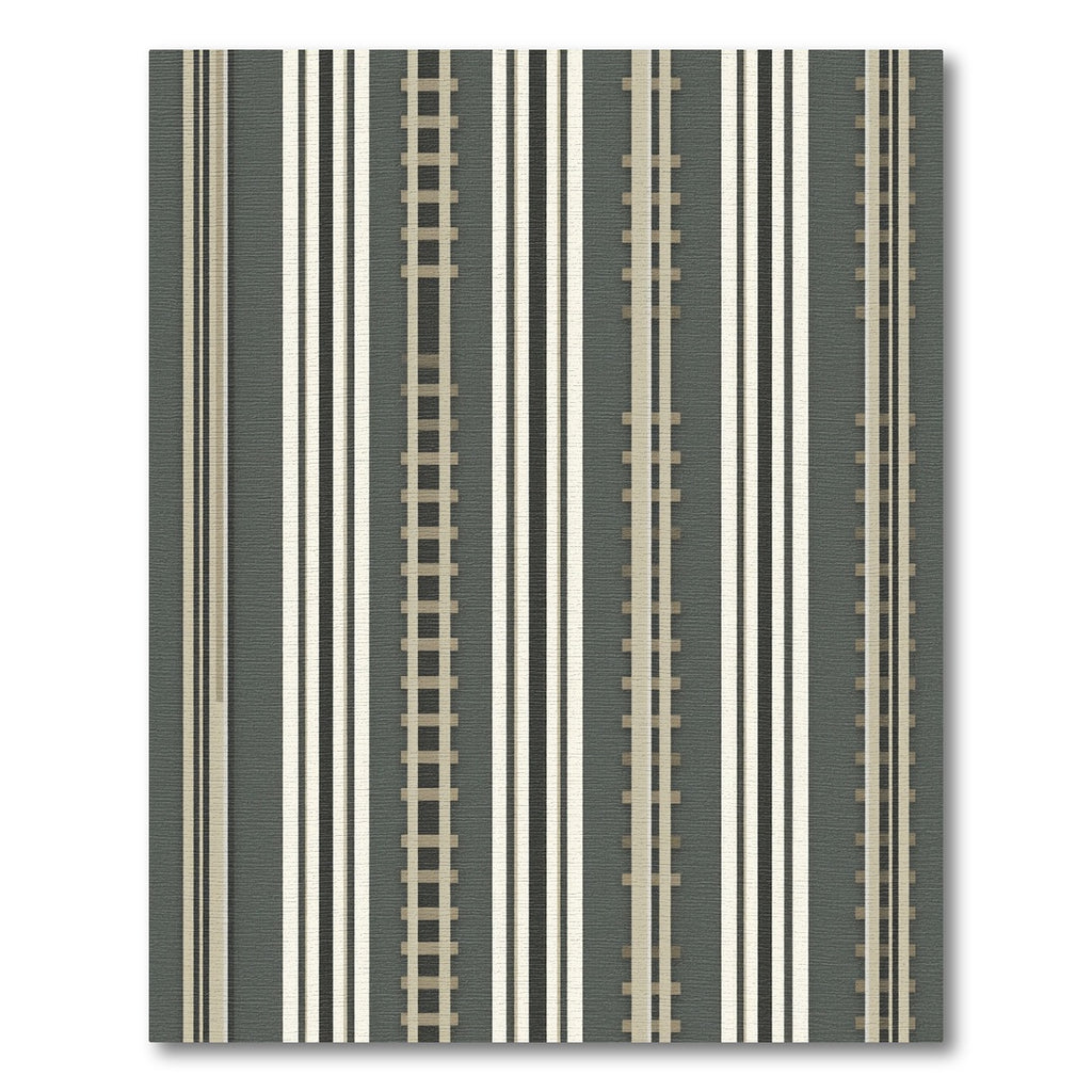 Modern Gray Striped Railway Rug