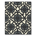 Dark Gray Floral Vine Lattice Rug