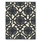 Dark Gray Floral Vine Lattice Rug