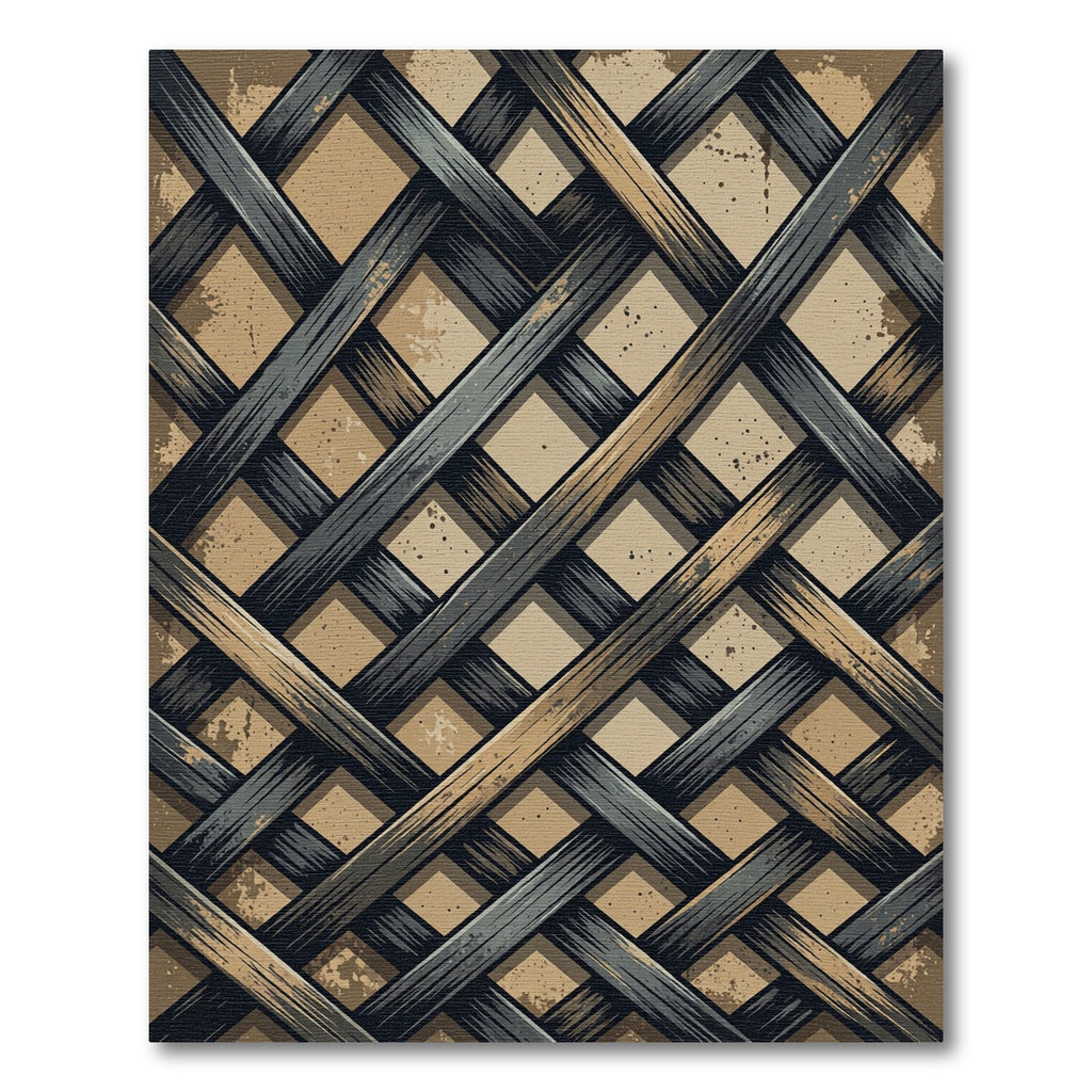 Interwoven Charcoal and Sand Crosshatch Rug