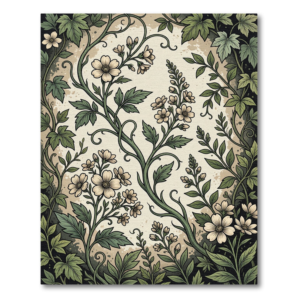 Vintage Sage Botanical Floral Swirl Rug