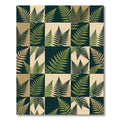 Green Fern Collage Checkered Rug