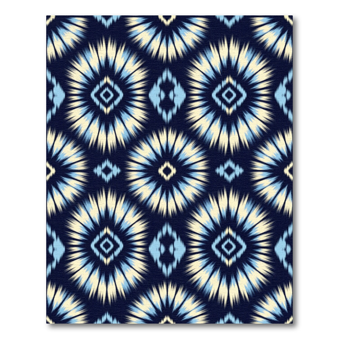 Navy Blue Cream Sky Diamond Burst Rug