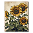 Vibrant Golden Sunflower Floral Botanical Rug