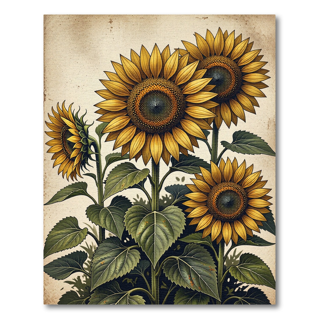 Vibrant Golden Sunflower Floral Botanical Rug