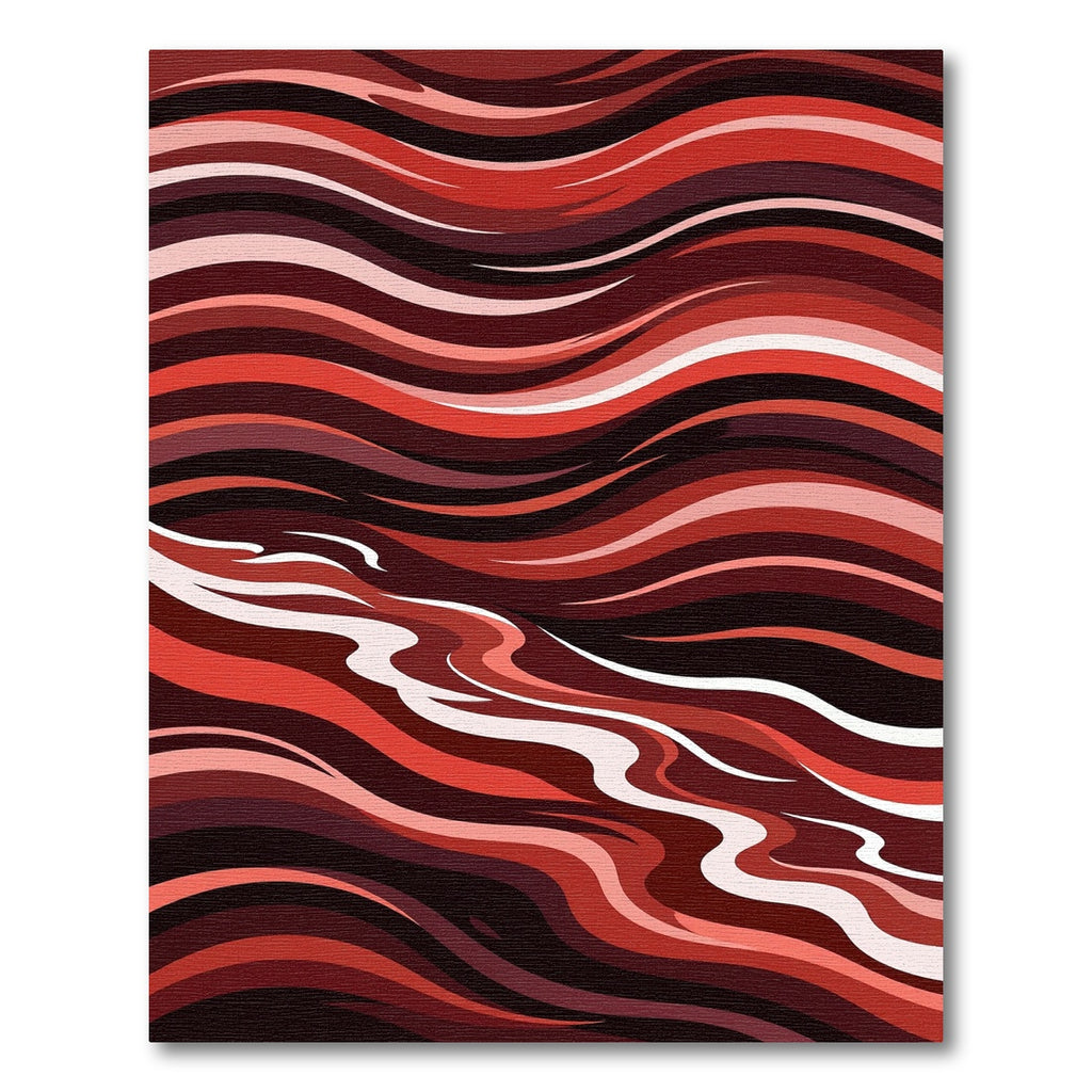 Crimson Abstract Swirl Waves Rug