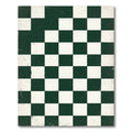 Dark Green White Checkerboard Grunge Texture Rug