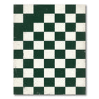 Dark Green White Checkerboard Grunge Texture Rug