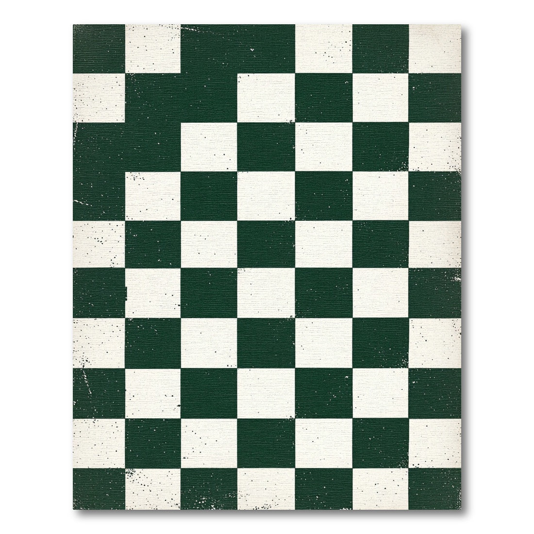 Dark Green White Checkerboard Grunge Texture Rug