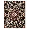 Deep Crimson Golden Floral Scroll Rug