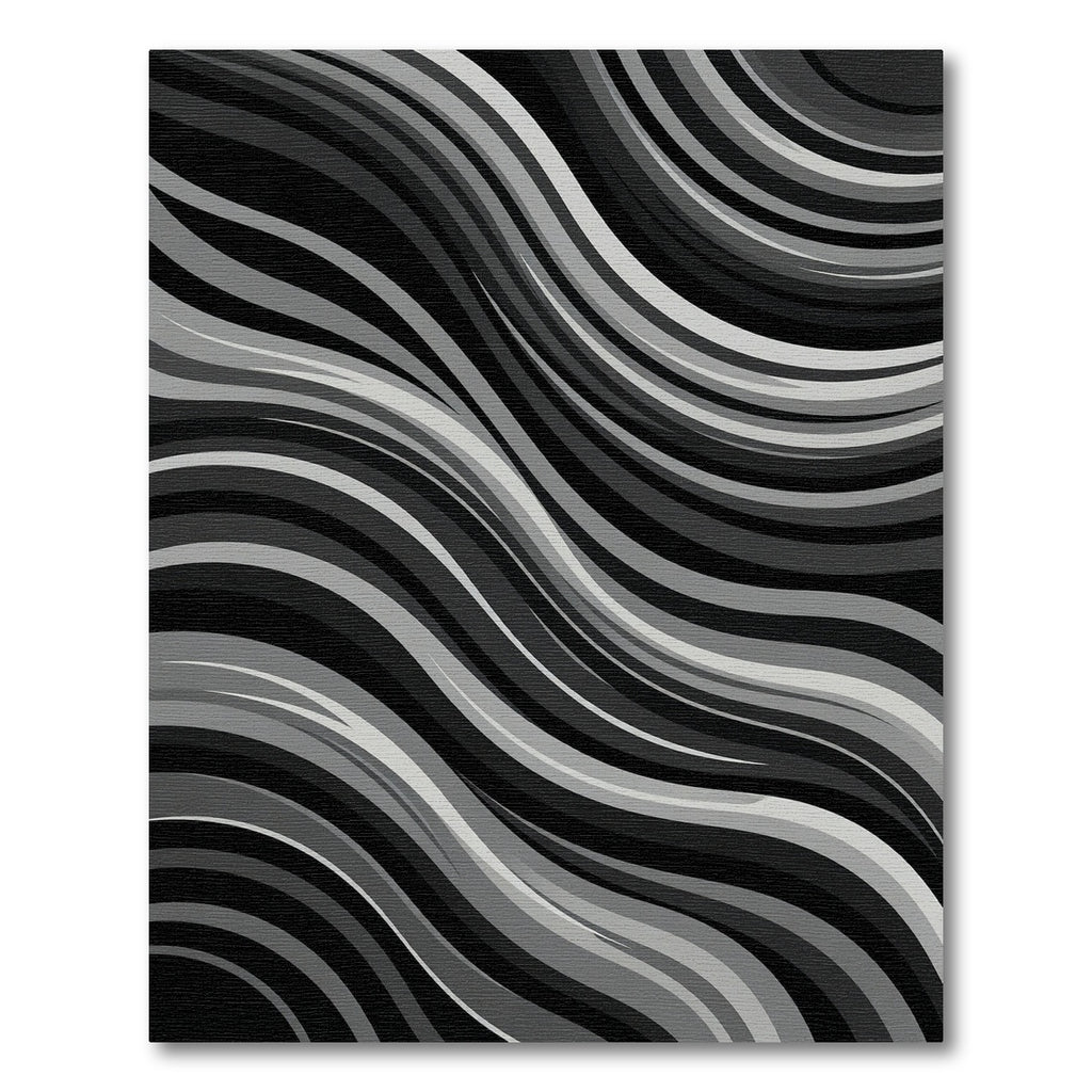 Monochromatic Grayscale Wavy Lines Rug