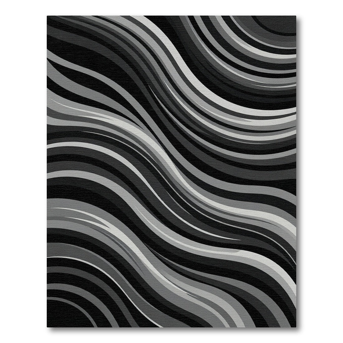 Monochromatic Grayscale Wavy Lines Rug