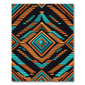 Teal and Tangerine Geometric Diamond Staircase Rug