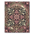 Elegant Rose Pink Damask Medallion Rug