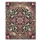 Elegant Rose Pink Damask Medallion Rug