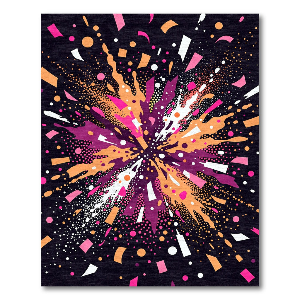 Vibrant Pink Orange Burst Confetti Rug