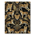 Elegant Gold Leopard Art Deco Composition Rug