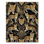 Elegant Gold Leopard Art Deco Composition Rug