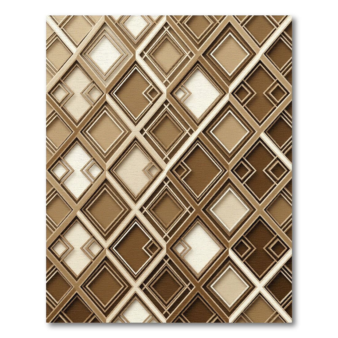 Modern Bronze Geometric Diamond Layered Rug