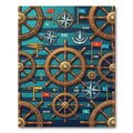 Naval Nautical Helm Compass Flags Rug