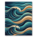Earthy Blue Swirling Wave Ocean Art Rug
