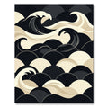 Minimalist Japanese Wave Monochrome Graphic Rug