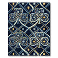 Ornate Navy Blue Clover Intertwined Gold Rug