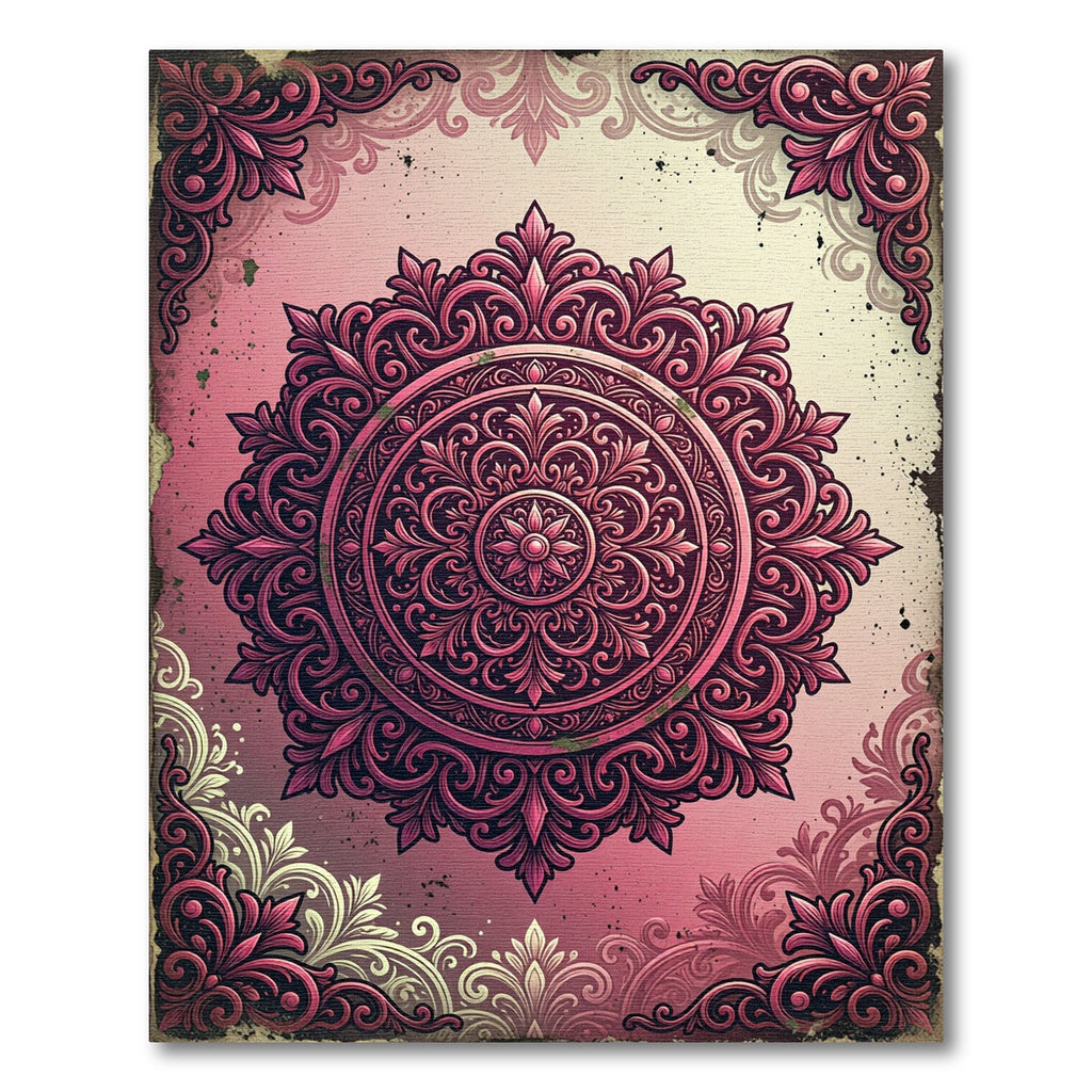 Elegant Rose Ornate Circular Medallion Rug