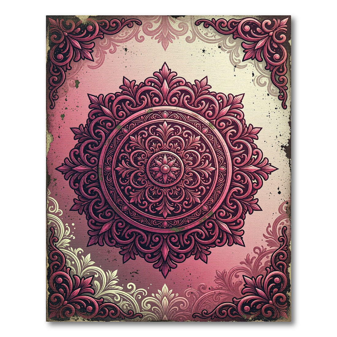 Elegant Rose Ornate Circular Medallion Rug