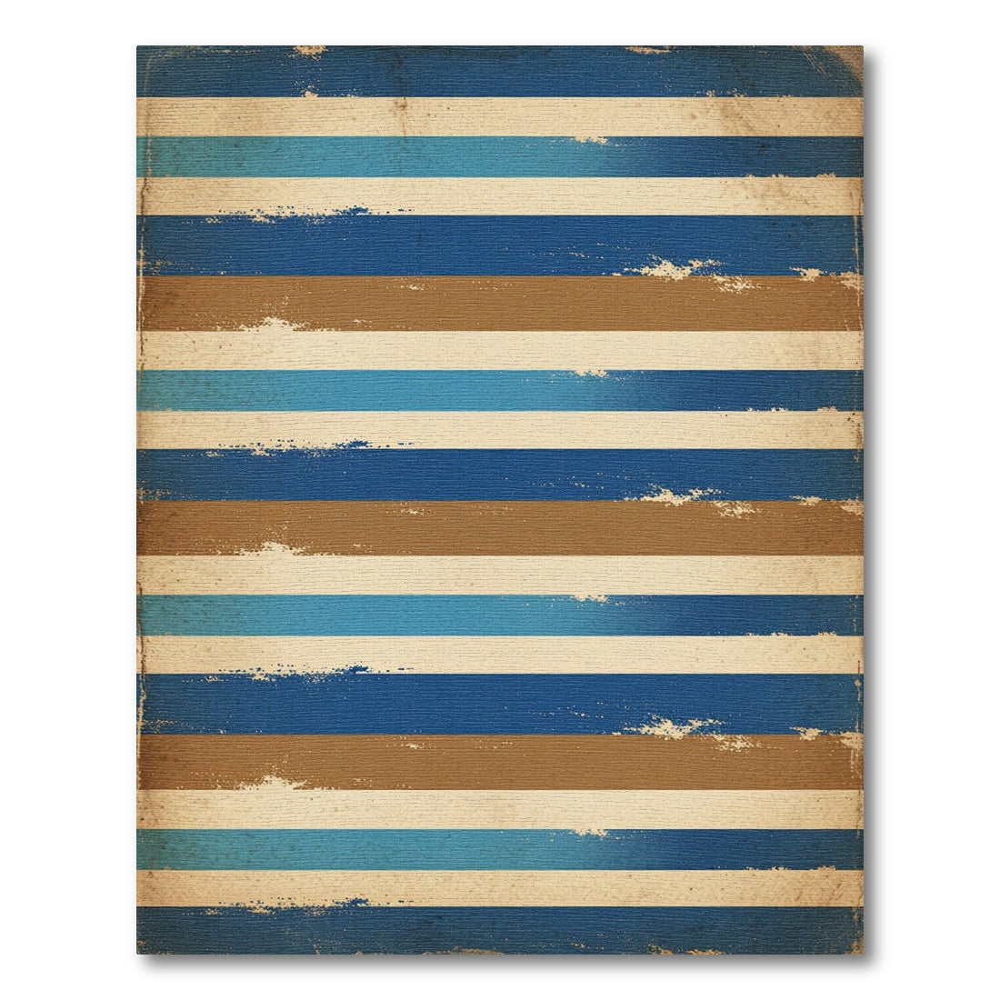 Distressed Blue Brown Stripe Rug