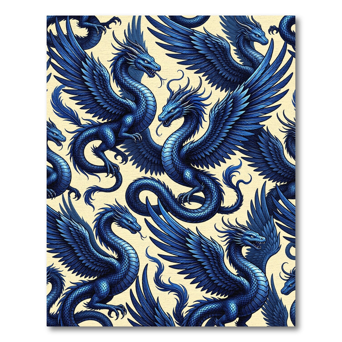 Majestic Cobalt Dragon Wing Illustration Rug
