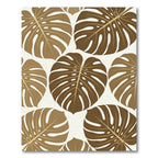 Modern Brown Tropical Monstera Leaves Rug