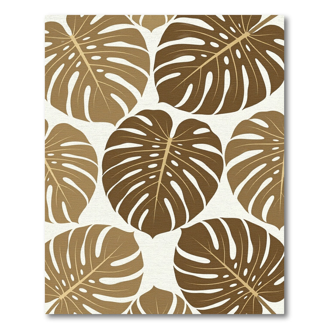 Modern Brown Tropical Monstera Leaves Rug