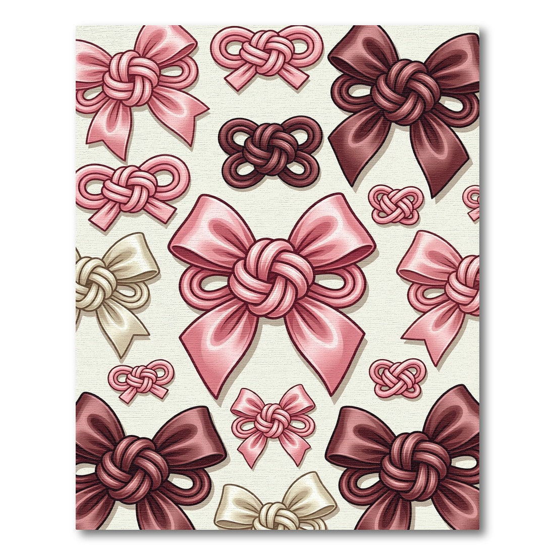 Elegant Pink and Chocolate Ribbon Knot Rug