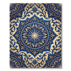 Ornate Gold and Navy Star Medallion Rug