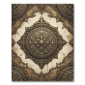Ornate Golden Bronze Damask Medallion Rug