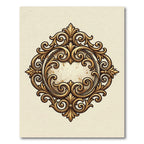 Ornate Gold Filigree Damask Frame Rug