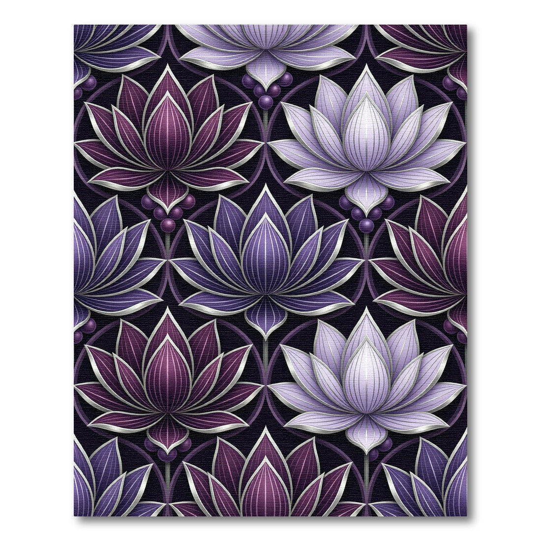 Purple Lilac Lotus Blossom Medallion Rug