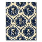 Navy Terrier Portrait French Medallion Rug