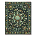 Sage Green Botanical Sunburst Floral Rug