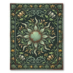 Sage Green Botanical Sunburst Floral Rug