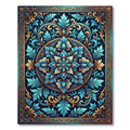 Luxurious Teal and Gold Floral Medallion Rug