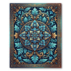Luxurious Teal and Gold Floral Medallion Rug