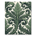 Dark Green Acanthus Leaf Scrollwork Rug