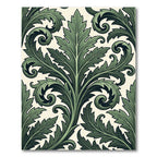 Dark Green Acanthus Leaf Scrollwork Rug