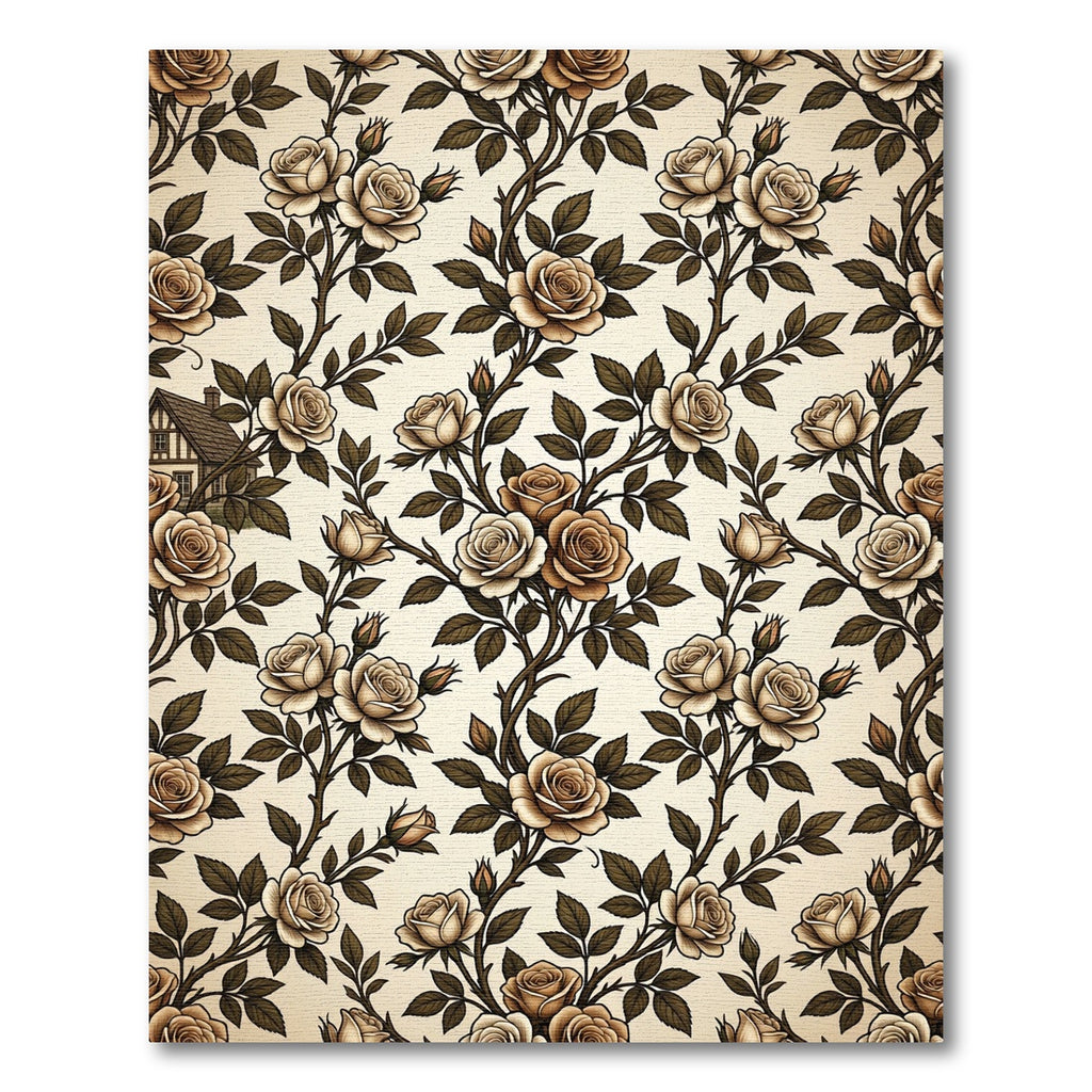 Creamy Sepia Climbing Rose Vine Rug