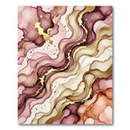 Abstract Burgundy Blush Gold Fluid Wave Rug