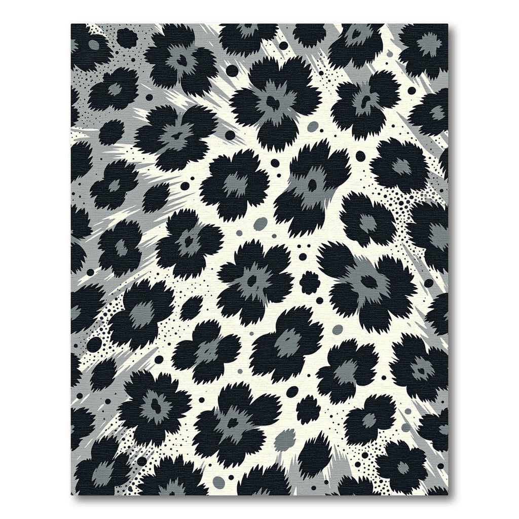 Monochrome Abstract Leopard Floral Rug